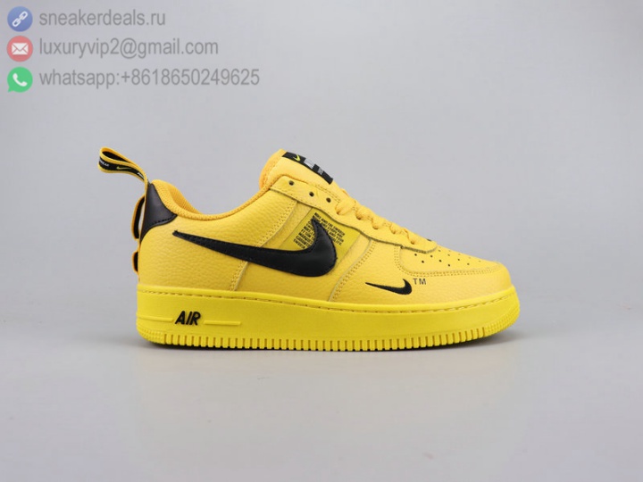 NIKE AIR FORCE 1 '07 LOW YELLOW BLACK LEATHER UNISEX SKATE SHOES